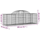 buede gabionkurve 30 stk. 200x50x60/80 cm galvaniseret jern