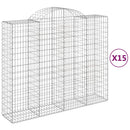 buede gabionkurve 15 stk. 200x50x160/180 cm galvaniseret jern