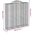 buede gabionkurve 5 stk. 200x50x200/220 cm galvaniseret jern