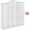 buede gabionkurve 8 stk. 200x50x200/220 cm galvaniseret jern