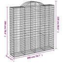 buede gabionkurve 9 stk. 200x50x200/220 cm galvaniseret jern