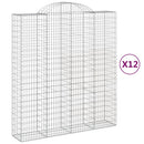 buede gabionkurve 12 stk. 200x50x220/240 cm galvaniseret jern