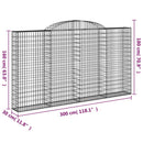 buede gabionkurve 4 stk. 300x30x160/180 cm galvaniseret jern