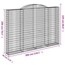 buede gabionkurve 3 stk. 300x30x200/220 cm galvaniseret jern