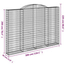 buede gabionkurve 4 stk. 300x30x200/220 cm galvaniseret jern
