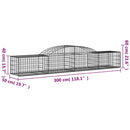 buede gabionkurve 2 stk. 300x50x40/60 cm galvaniseret jern
