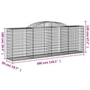 buede gabionkurve 15 stk. 300x50x100/120 cm galvaniseret jern