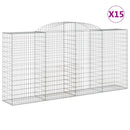buede gabionkurve 15 stk. 300x50x140/160 cm galvaniseret jern