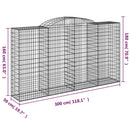 buede gabionkurve 8 stk. 300x50x160/180 cm galvaniseret jern