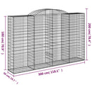 buede gabionkurve 4 stk. 300x50x180/200 cm galvaniseret jern