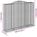 buede gabionkurve 4 stk. 300x50x220/240 cm galvaniseret jern
