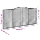 buede gabionkurve 4 stk. 400x30x180/200 cm galvaniseret jern