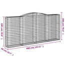 buede gabionkurve 6 stk. 400x50x180/200 cm galvaniseret jern