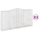buede gabionkurve 3 stk. 400x50x200/220 cm galvaniseret jern