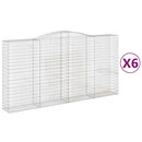 buede gabionkurve 6 stk. 400x50x200/220 cm galvaniseret jern
