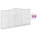 buede gabionkurve 9 stk. 400x50x200/220 cm galvaniseret jern