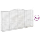 buede gabionkurve 15 stk. 400x50x200/220 cm galvaniseret jern