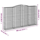 buede gabionkurve 15 stk. 400x50x220/240 cm galvaniseret jern
