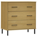 skænk med 3 skuffer OSLO 77x40x79,5 cm massivt træ brun