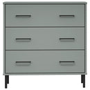 skænk med 3 skuffer OSLO 77x40x79,5 cm massivt træ grå