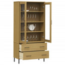 bogskab med metalben OSLO 85x35x172,5 cm massivt træ brun
