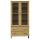 bogskab med metalben OSLO 85x35x172,5 cm massivt træ brun
