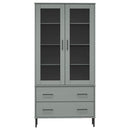 bogskab med metalben OSLO 85x35x172,5 cm massivt træ grå