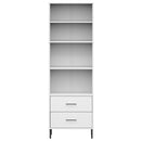 bogreol med 2 skuffer OSLO 60x35x180 cm massivt træ hvid