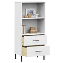 bogreol med 2 skuffer OSLO 60x35x128,5 cm massivt træ hvid