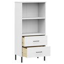 bogreol med 2 skuffer OSLO 60x35x128,5 cm massivt træ hvid