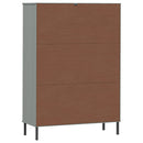 bogskab med metalben OSLO 90x35x128,5 cm massivt træ grå