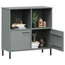 bogskab med metalben OSLO 90x35x128,5 cm massivt træ grå