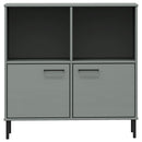 bogskab med metalben OSLO 90x35x128,5 cm massivt træ grå