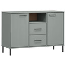 skænk med metalben OSLO 113x40x77 cm massivt træ grå