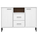 skænk med metalben OSLO 113x40x77 cm massivt træ hvid