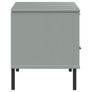 tv-bord med metalben OSLO massivt fyrretræ grå