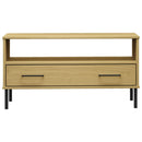 sofabord med metalben OSLO 85x50x45 cm massivt træ brun