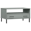 sofabord med metalben OSLO 85x50x45 cm massivt træ grå