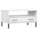sofabord med metalben OSLO 85x50x45 cm massivt træ hvid