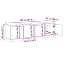 tv-bord 156x37x45 cm massivt fyrretræ hvid