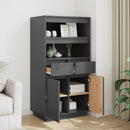 højskab 60x40x116,5 cm massivt fyrretræ grå