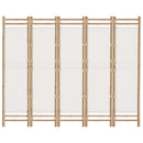 5-panels rumdeler 200 cm foldbar bambus og kanvas