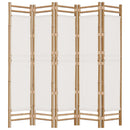 5-panels rumdeler 200 cm foldbar bambus og kanvas