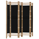 5-panels rumdeler 200 cm foldbar bambus og kanvas