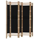 5-panels rumdeler 200 cm foldbar bambus og kanvas
