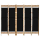 5-panels rumdeler 200 cm foldbar bambus og kanvas