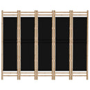 5-panels rumdeler 200 cm foldbar bambus og kanvas