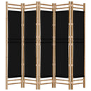 5-panels rumdeler 200 cm foldbar bambus og kanvas