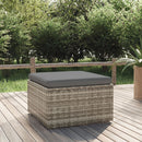 fodskammel med hynde til haven 55x55x30 cm polyrattan grå