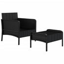 loungesæt til haven 2 dele med hynder polyrattan sort